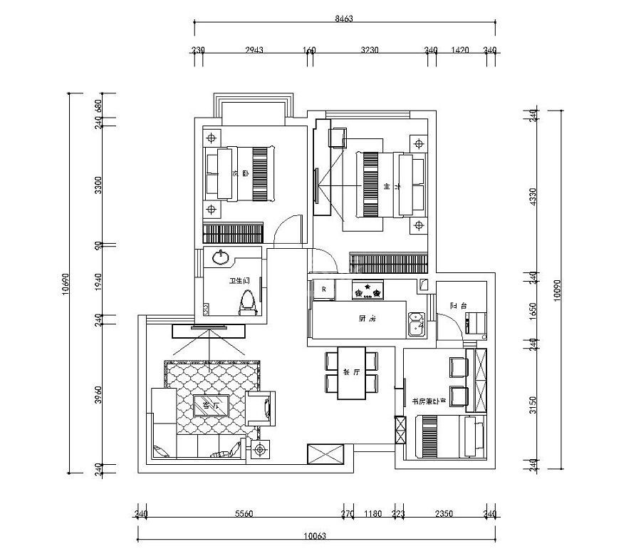 中天左岸86㎡现代简约