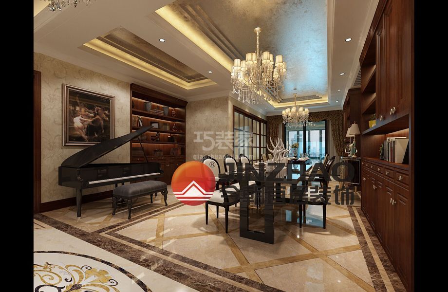 茶室钢琴区-320平欧式设计-平层